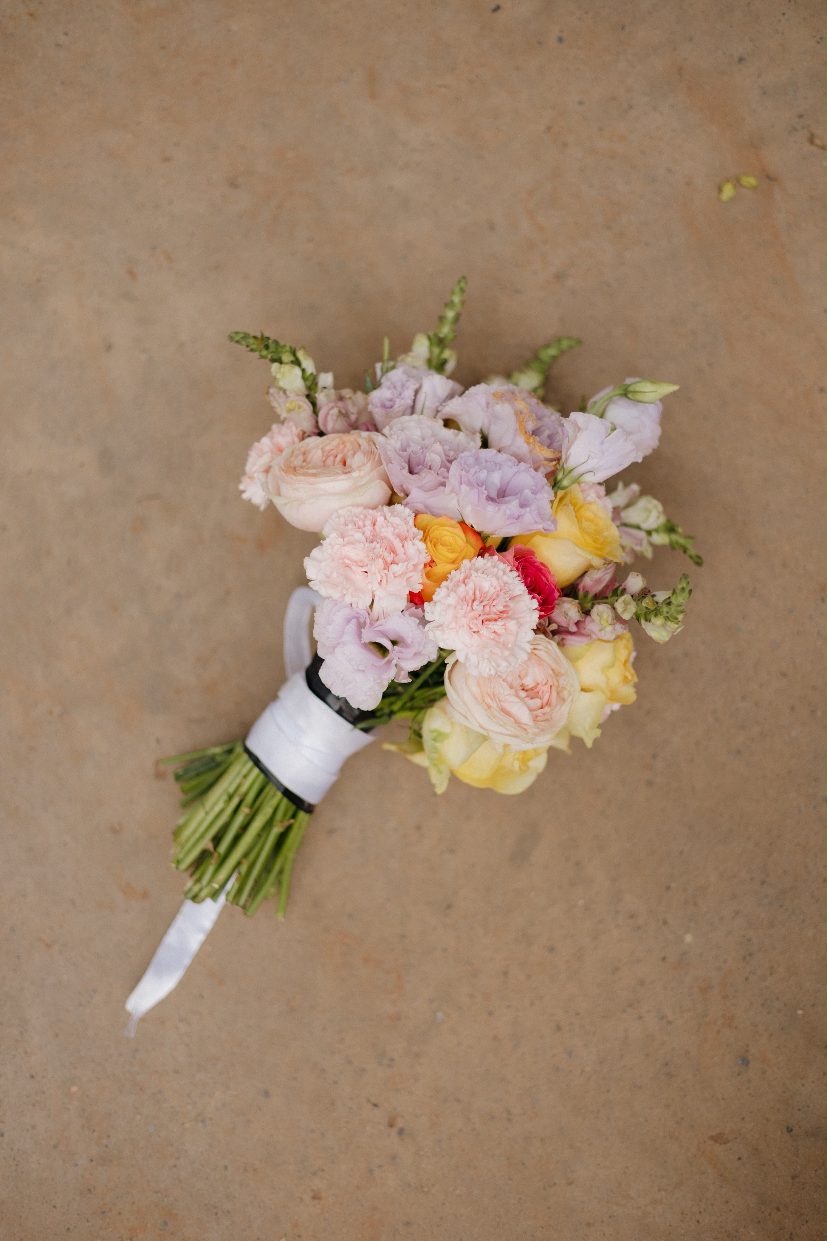 Hand-tied pastel bouquet with ribbon