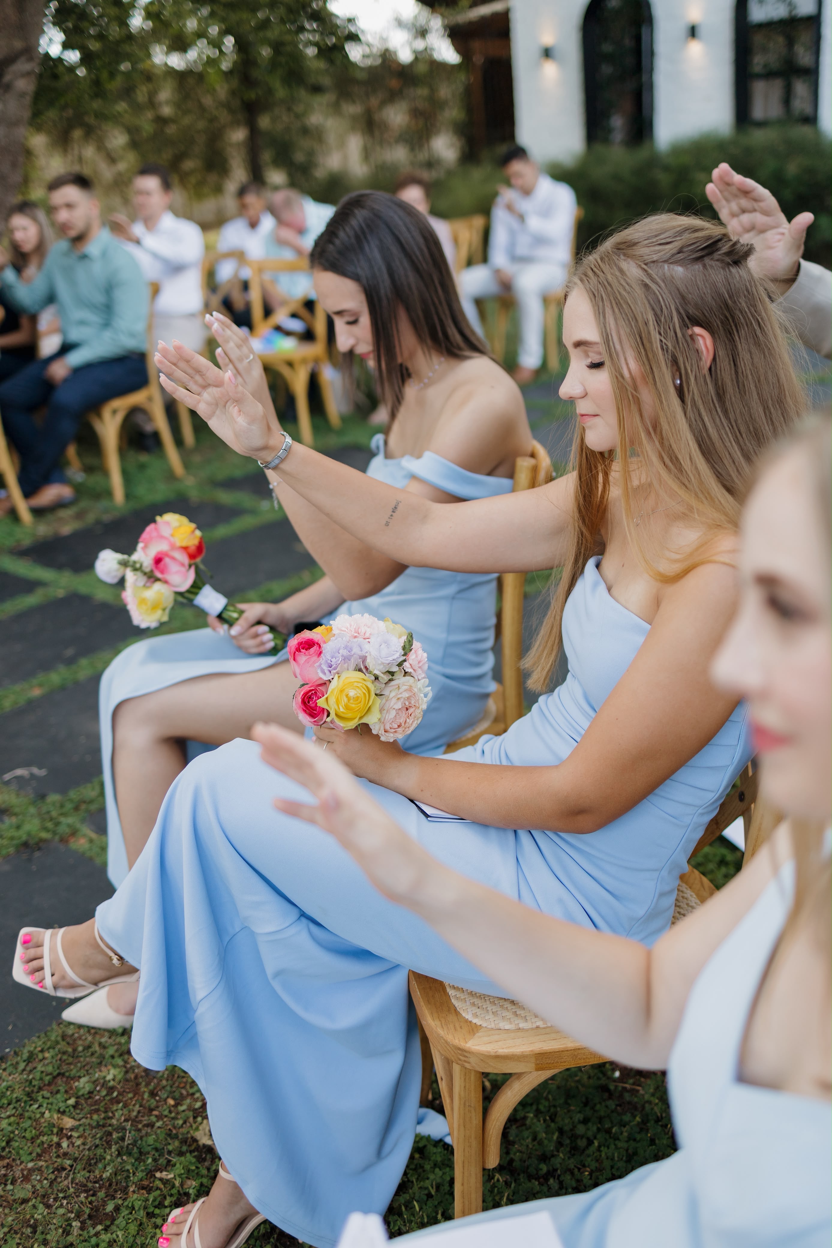 Ceremony seating with aisle posies