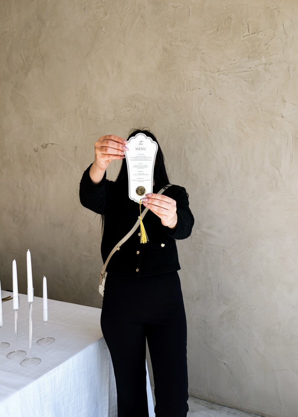 Taper candles on a styled table