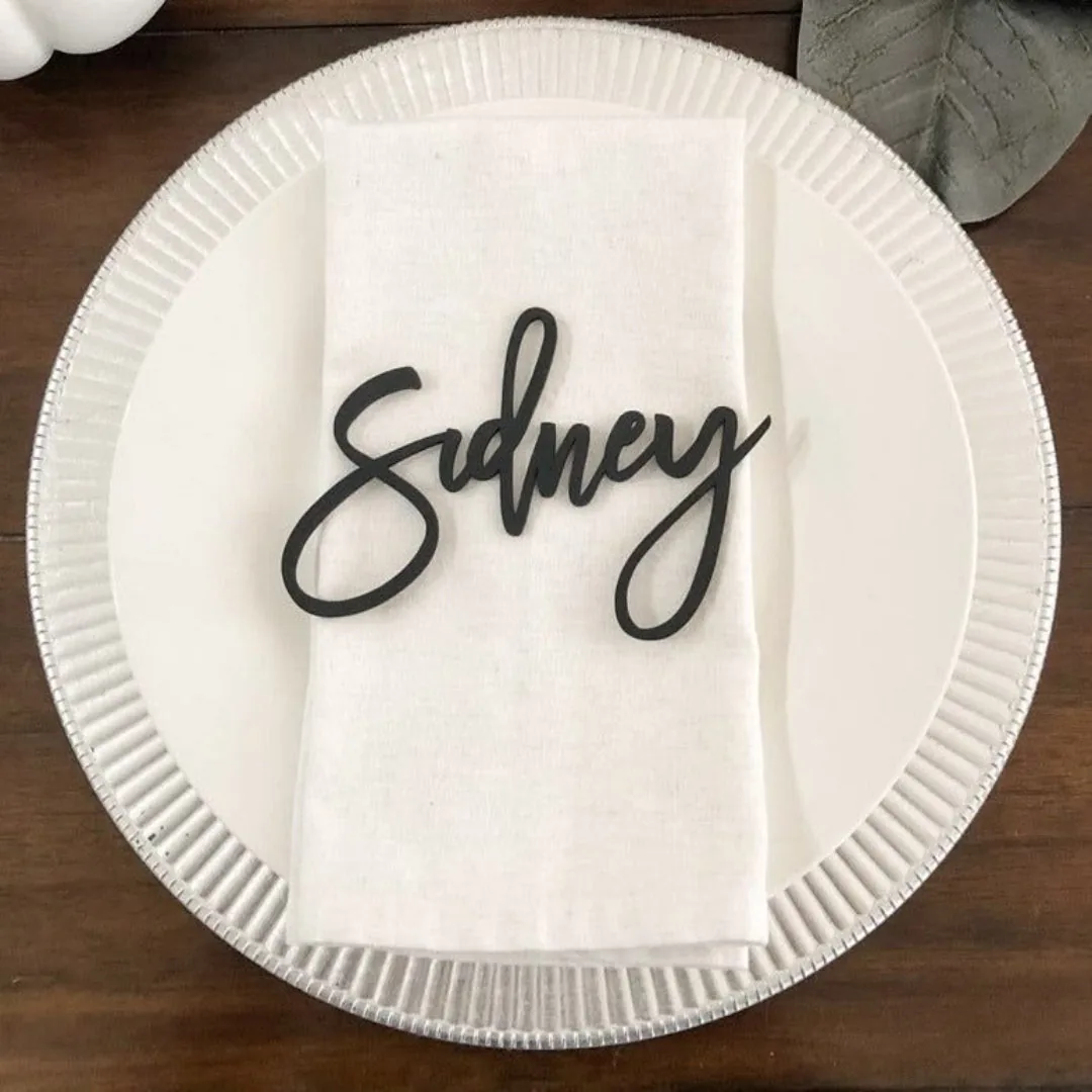 Laser-cut acrylic name cutout