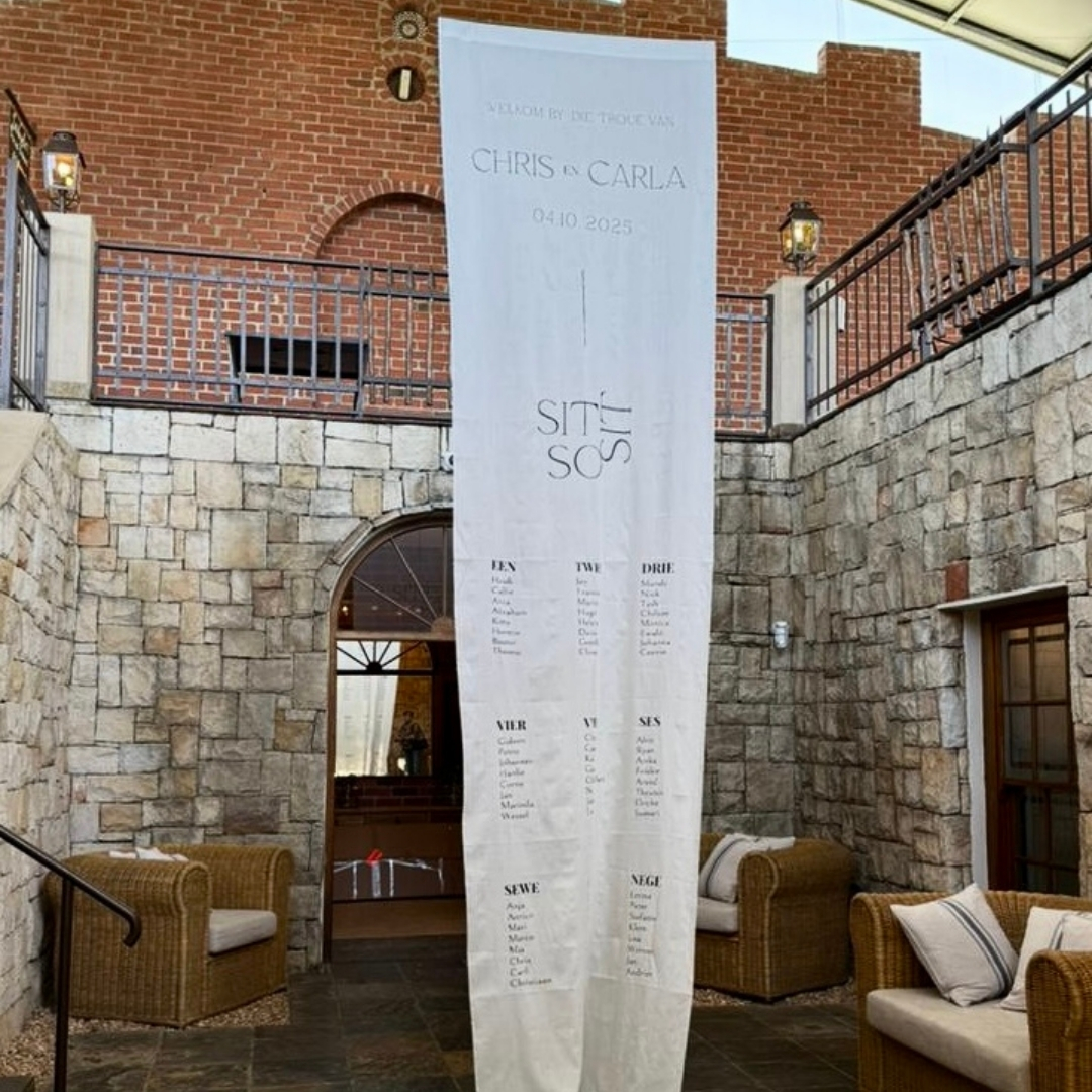 Hanging fabric seating chart