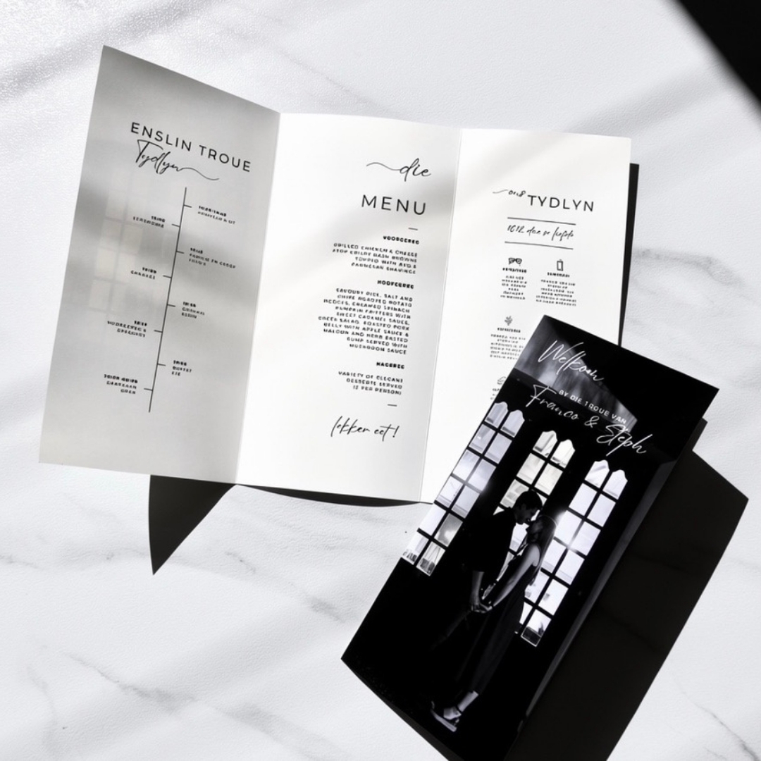 Folded wedding ceremony booklet