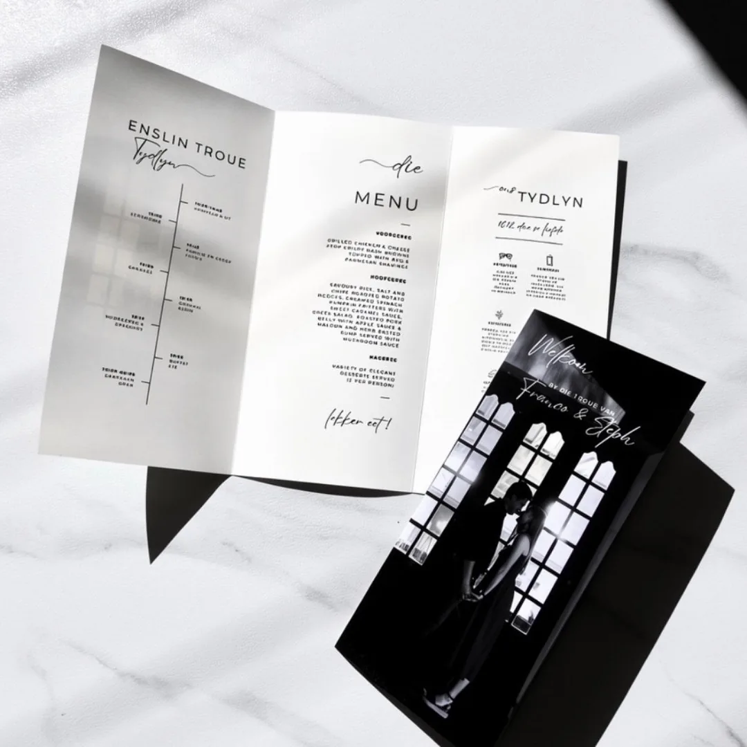 Folded wedding ceremony booklet