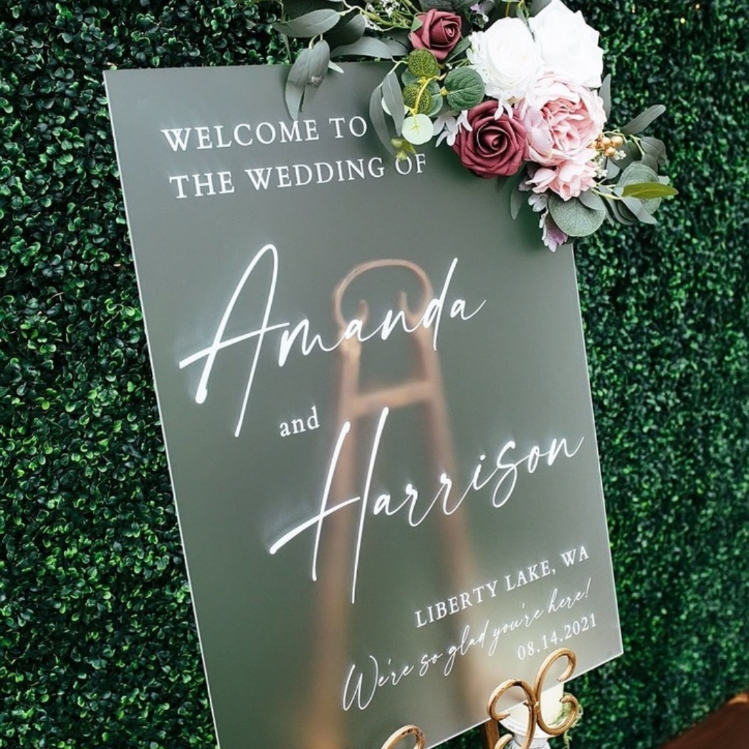 Frosted perspex wedding sign