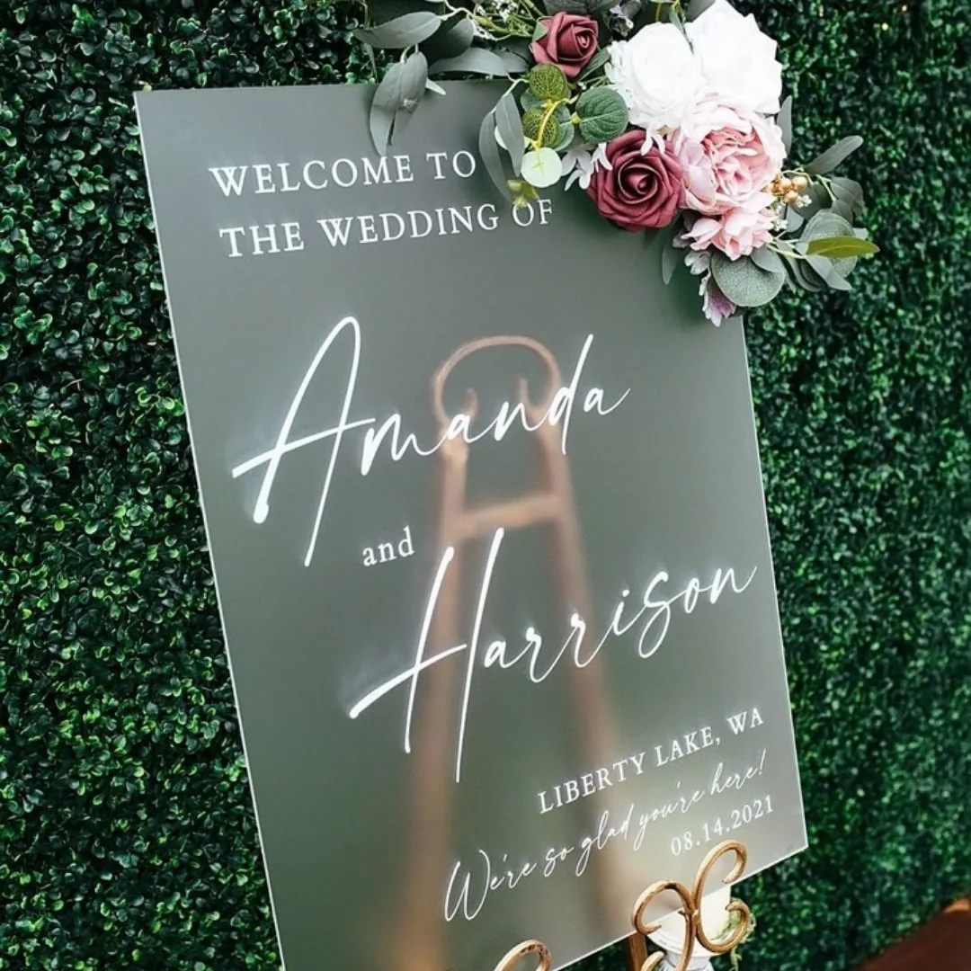 Frosted perspex wedding sign