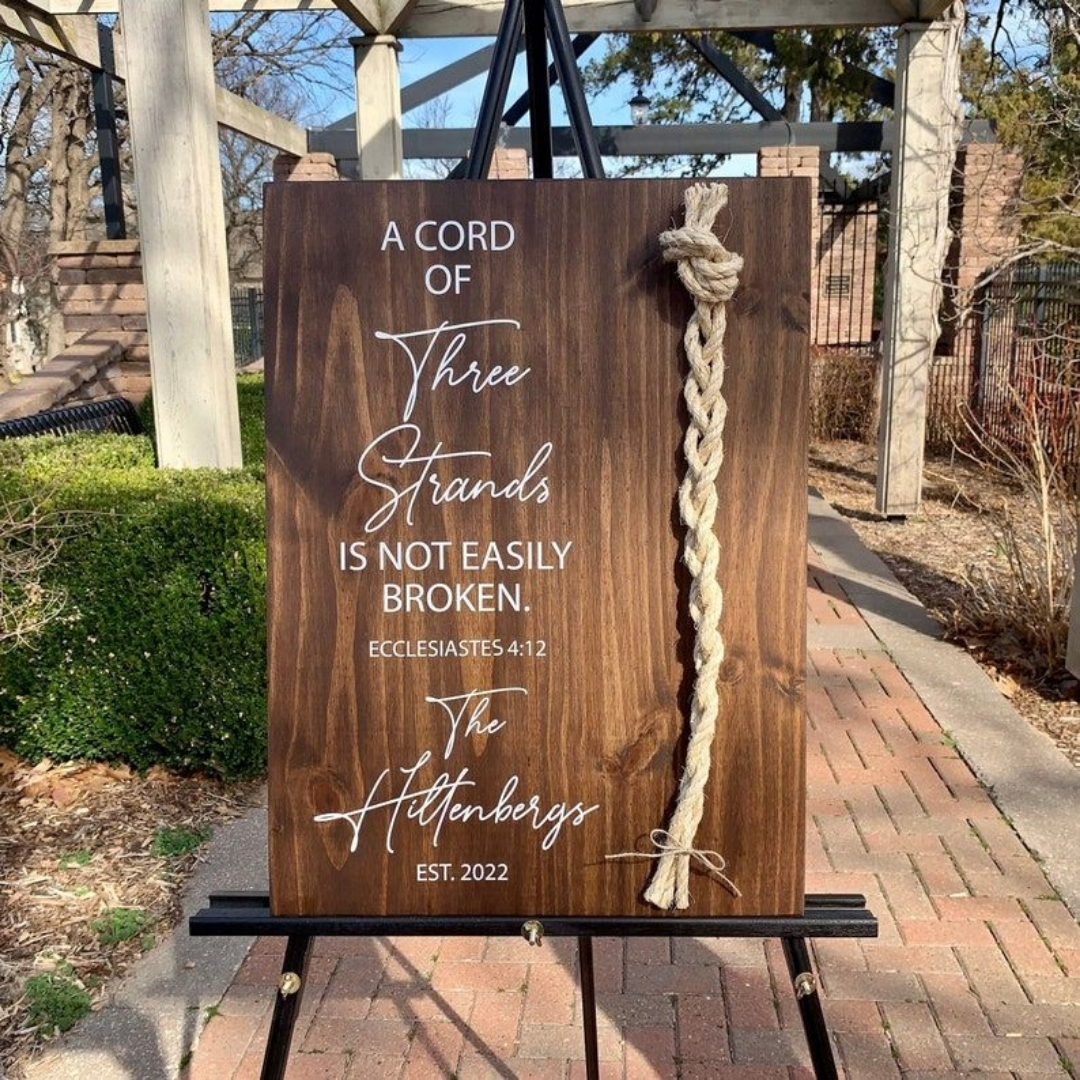 MDF cord of three strands wedding sign