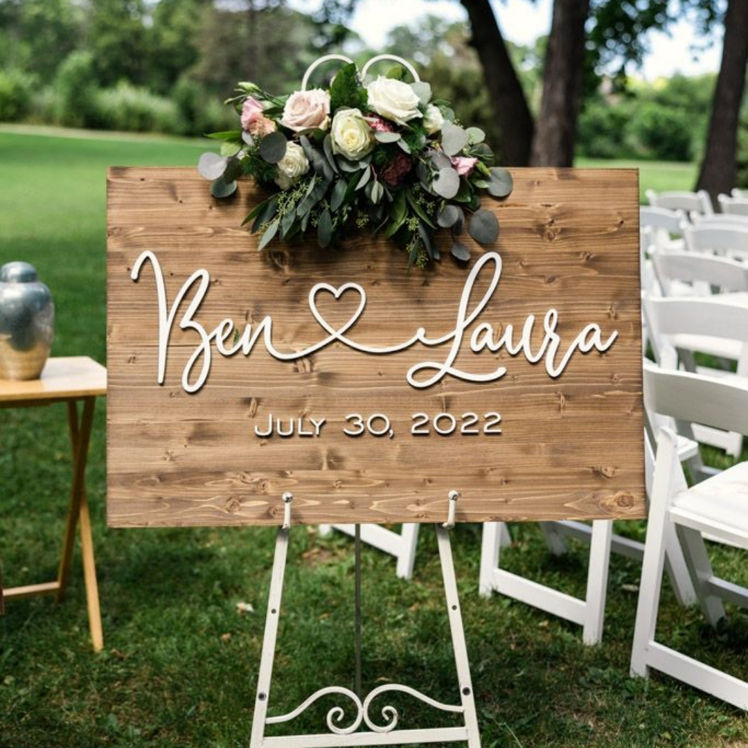 Engraved MDF wooden wedding signs