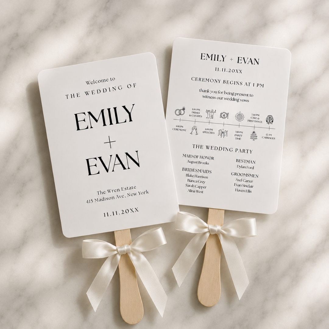 Padel-shaped wedding ceremony fans