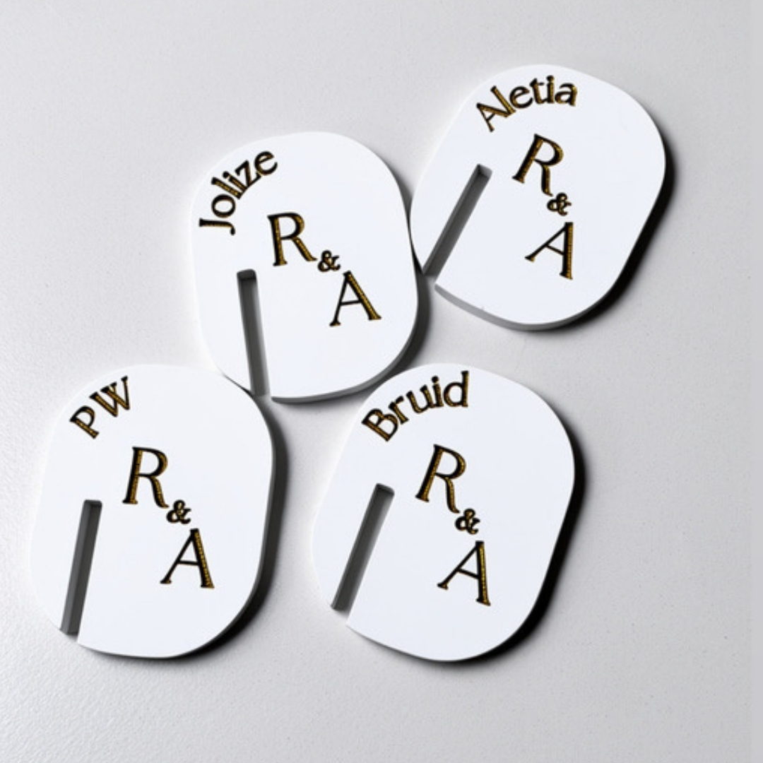 Paint-filled acrylic drink tags