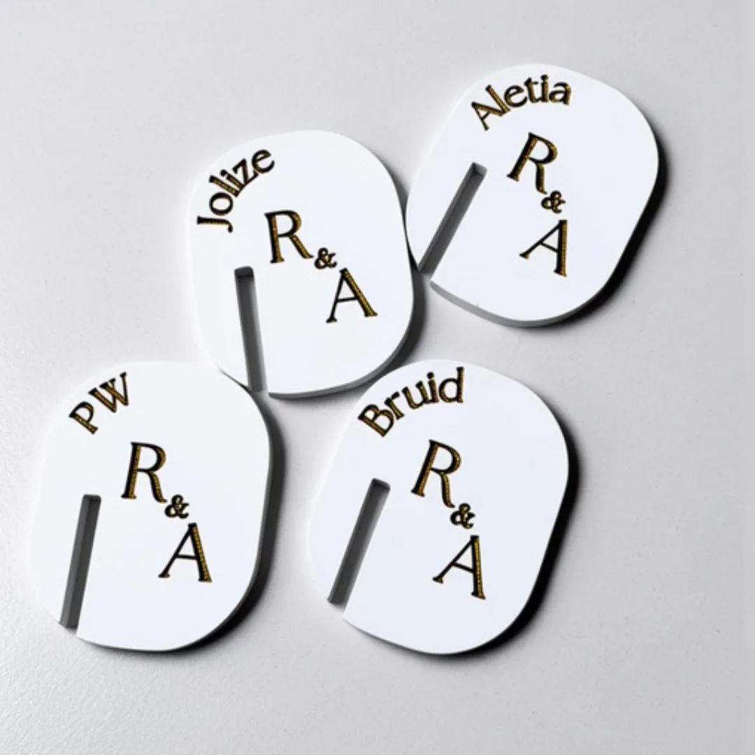 Paint-filled acrylic drink tags