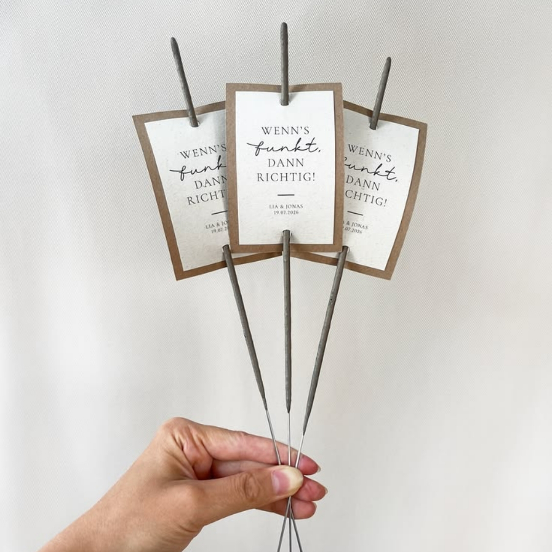 Wedding send-off sparklers with printed cards