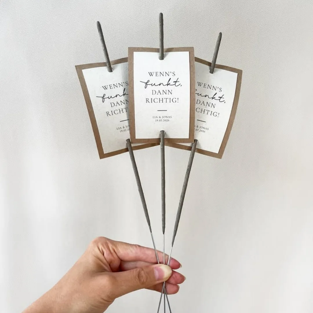 Wedding send-off sparklers with printed cards