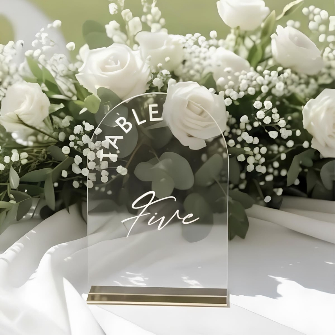 Clear perspex table number