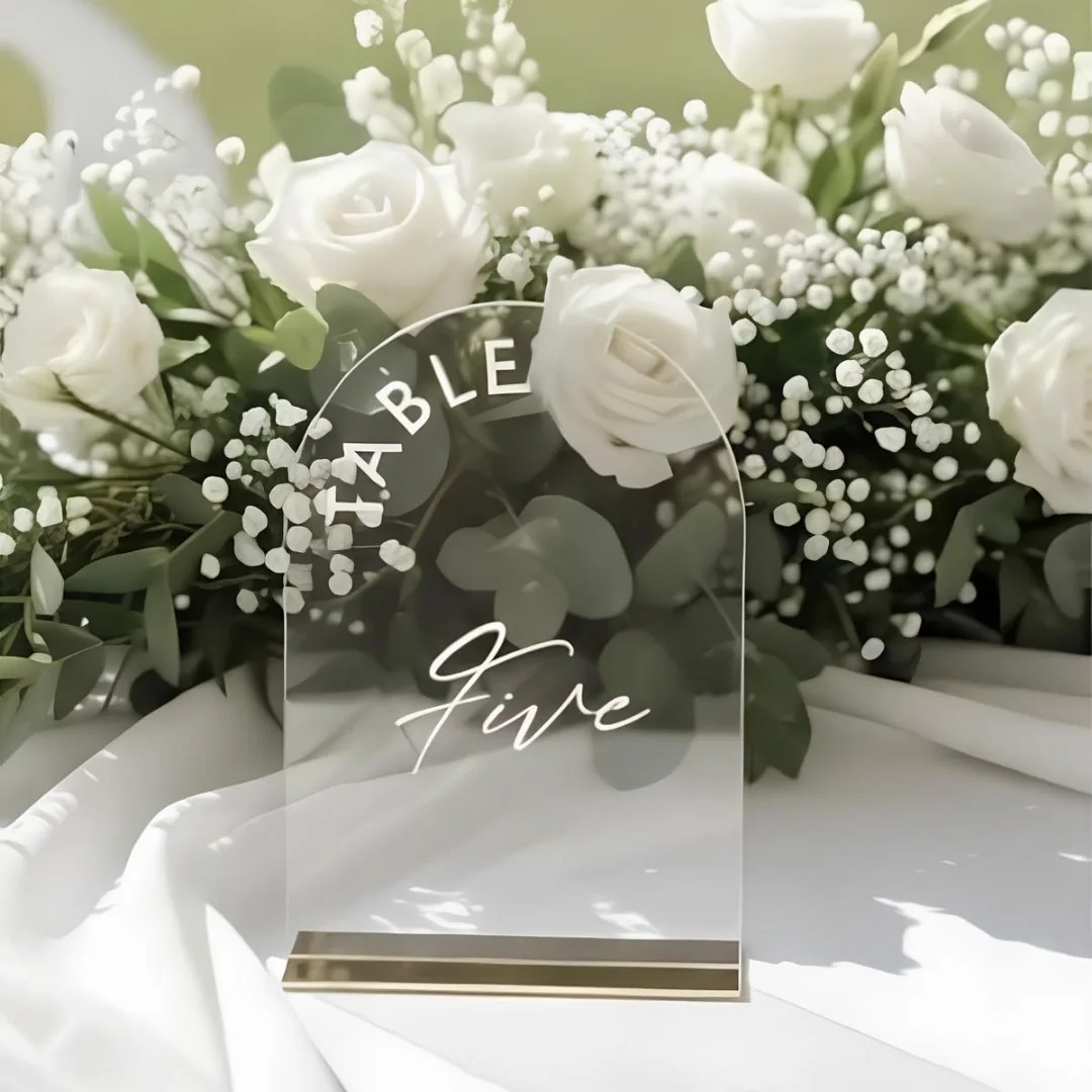 Clear perspex table number