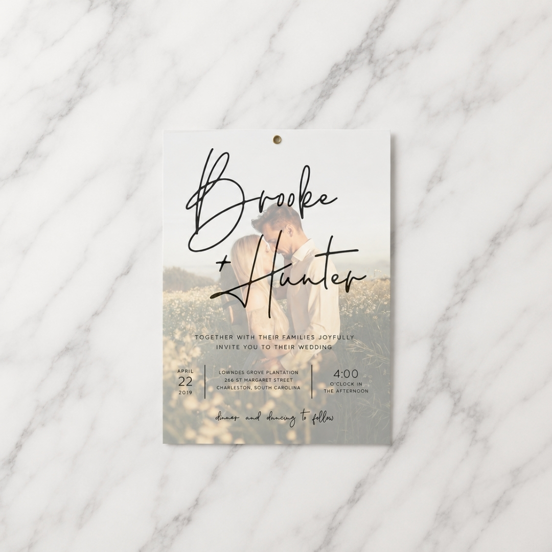 Wedding invitation with a vellum cover sheet