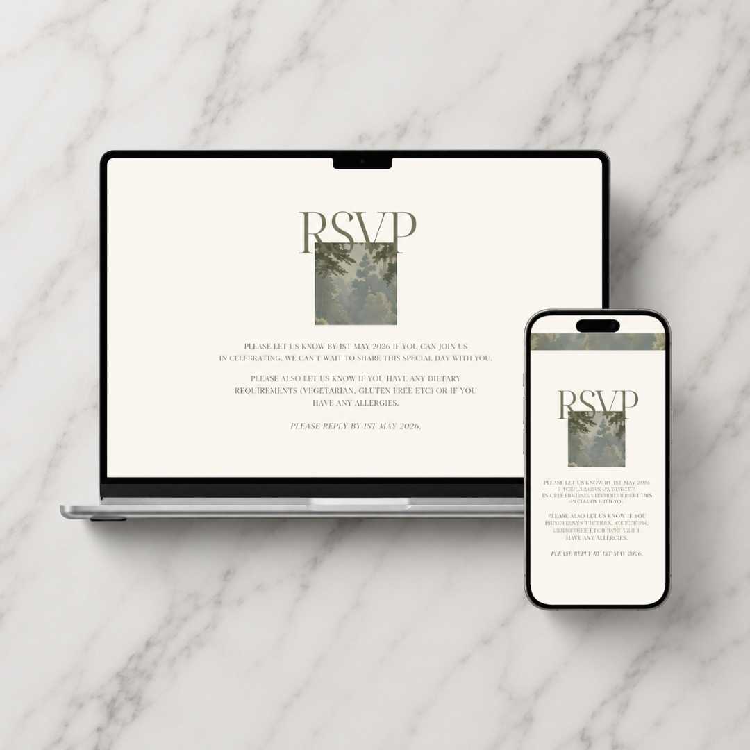 Wedding website shown on a laptop and phone